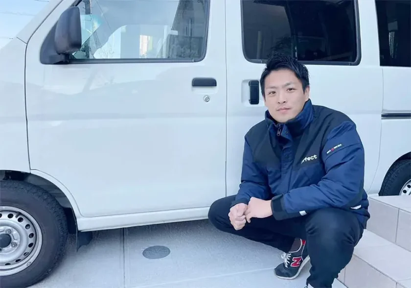 作業車と作業者